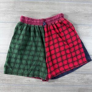 Mobility Sport Mens Plaid Patchwork Flannel Shorts Multi Color Size L Vintage